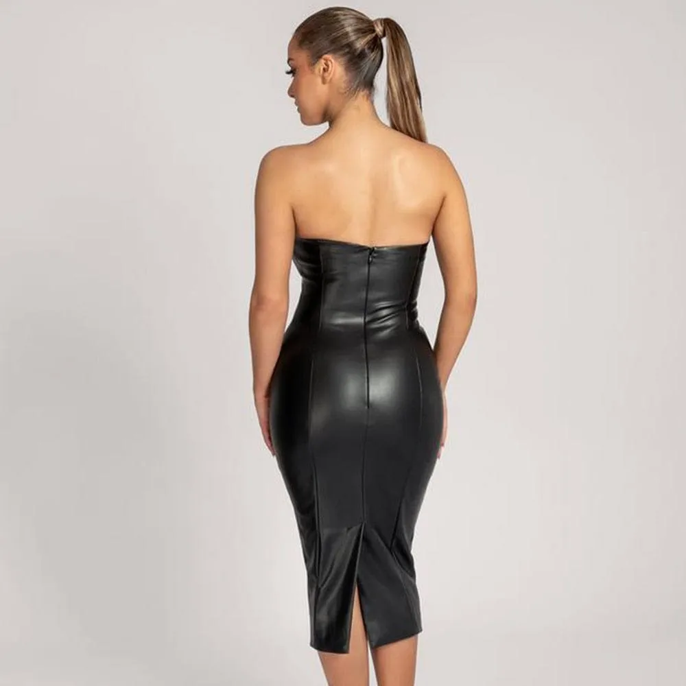 Lovely Leather Midi Dress
