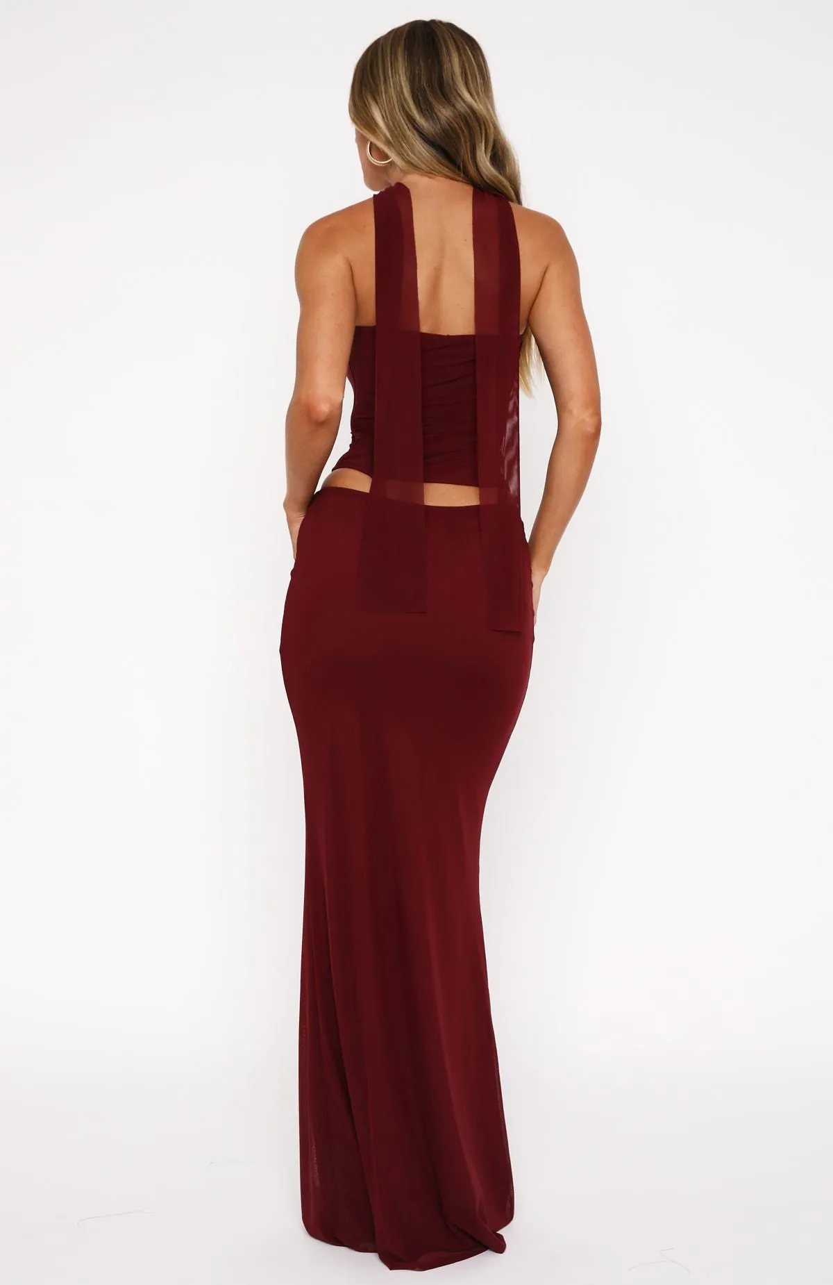 Emerging Designer Loving You Maxi Skirt Burgundy