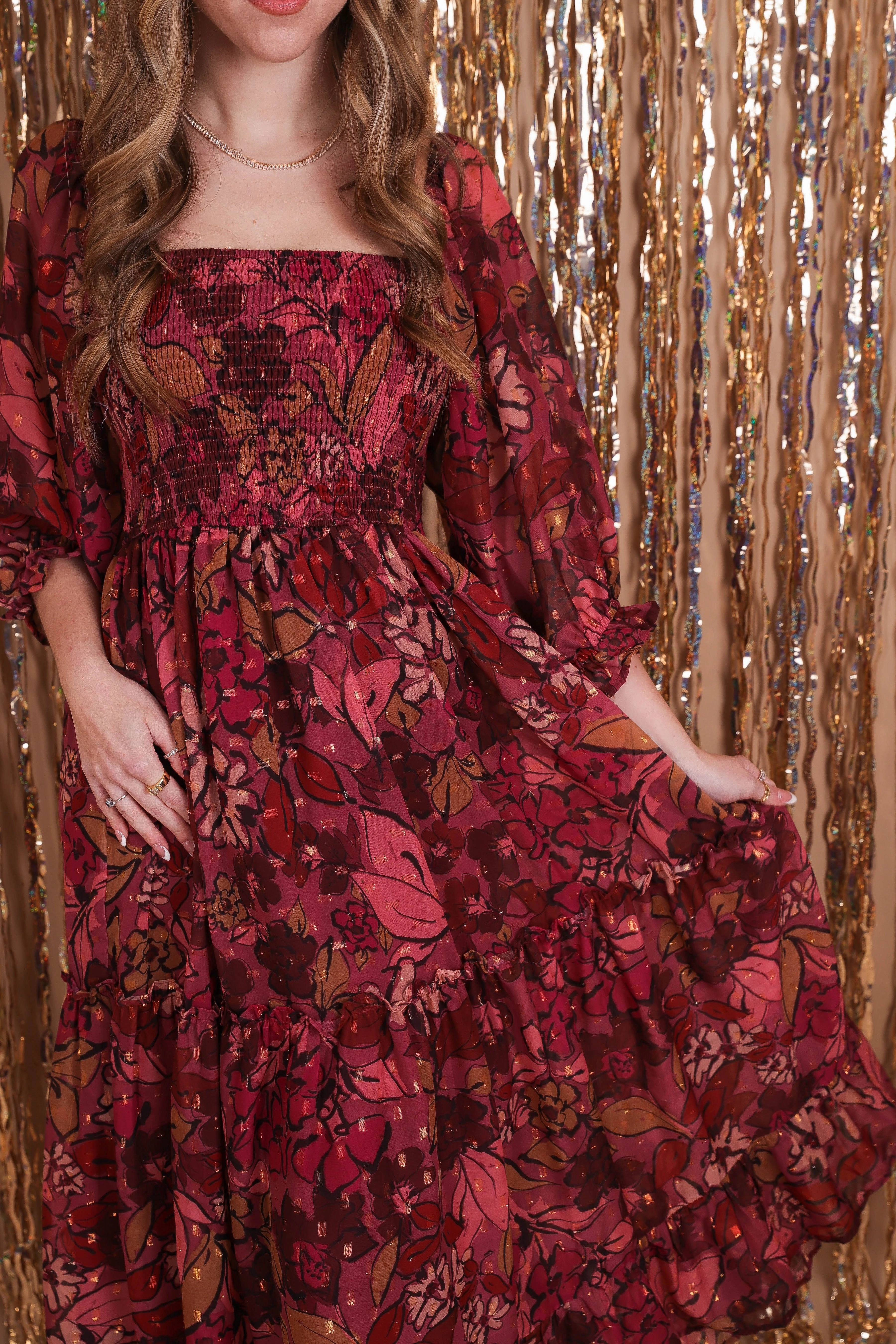 Saying Hello To You Midi Dress BrushedInnerSurface NonIrritating Seams