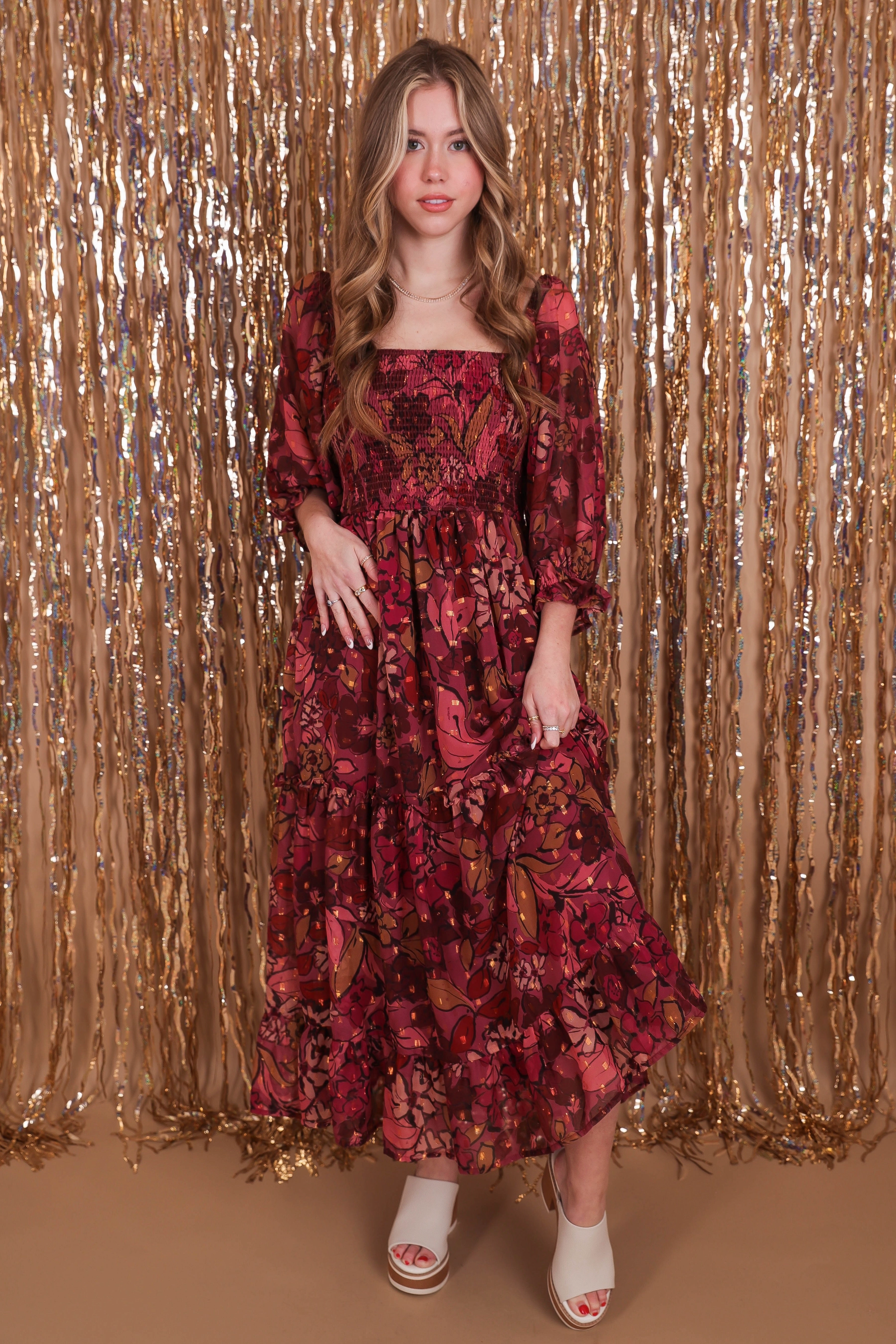 Multi Panel Design Saying Hello To You Midi Dress