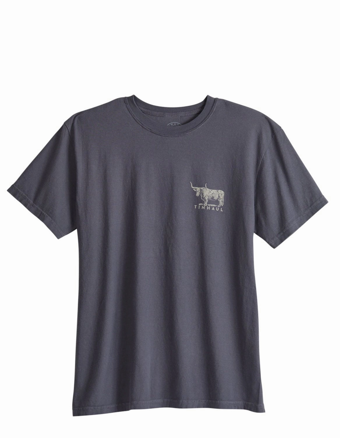 Tin Haul Mens Western Supply Bull Grey 100% Cotton S/S T-Shirt Cozy Comfort Fit Layering Comfort