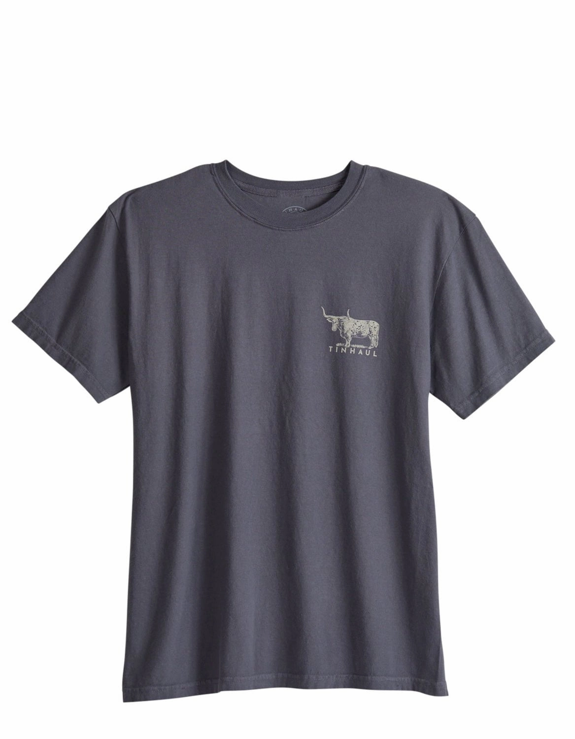 Tin Haul Mens Western Supply Bull Grey 100% Cotton S/S T-Shirt Active Comfort