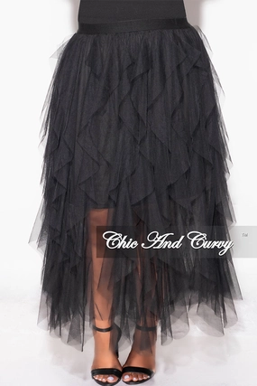 Final Sale Plus Size Multi Layered Mesh Skirt in Black (Skirt Only) No Irritation Seams