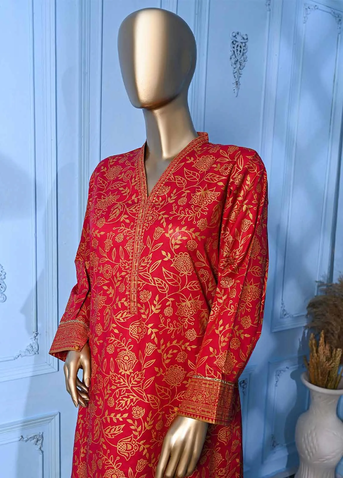 LRGF-023- 2 Piece Gold Printed Stitched