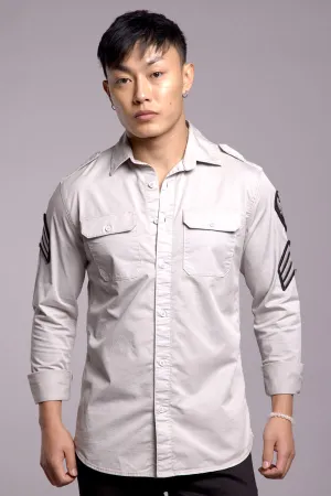 Lt Grey Full Sleeves Solid Shirt