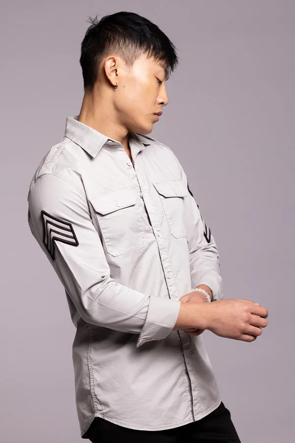 Lt Grey Full Sleeves Solid Shirt