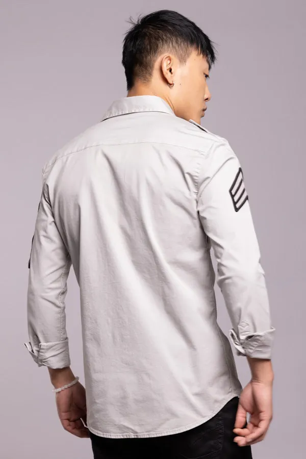 Lt Grey Full Sleeves Solid Shirt