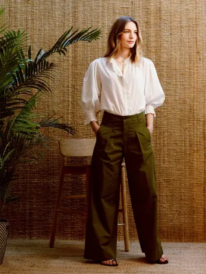 Luca Wide Trouser- Dark Khaki