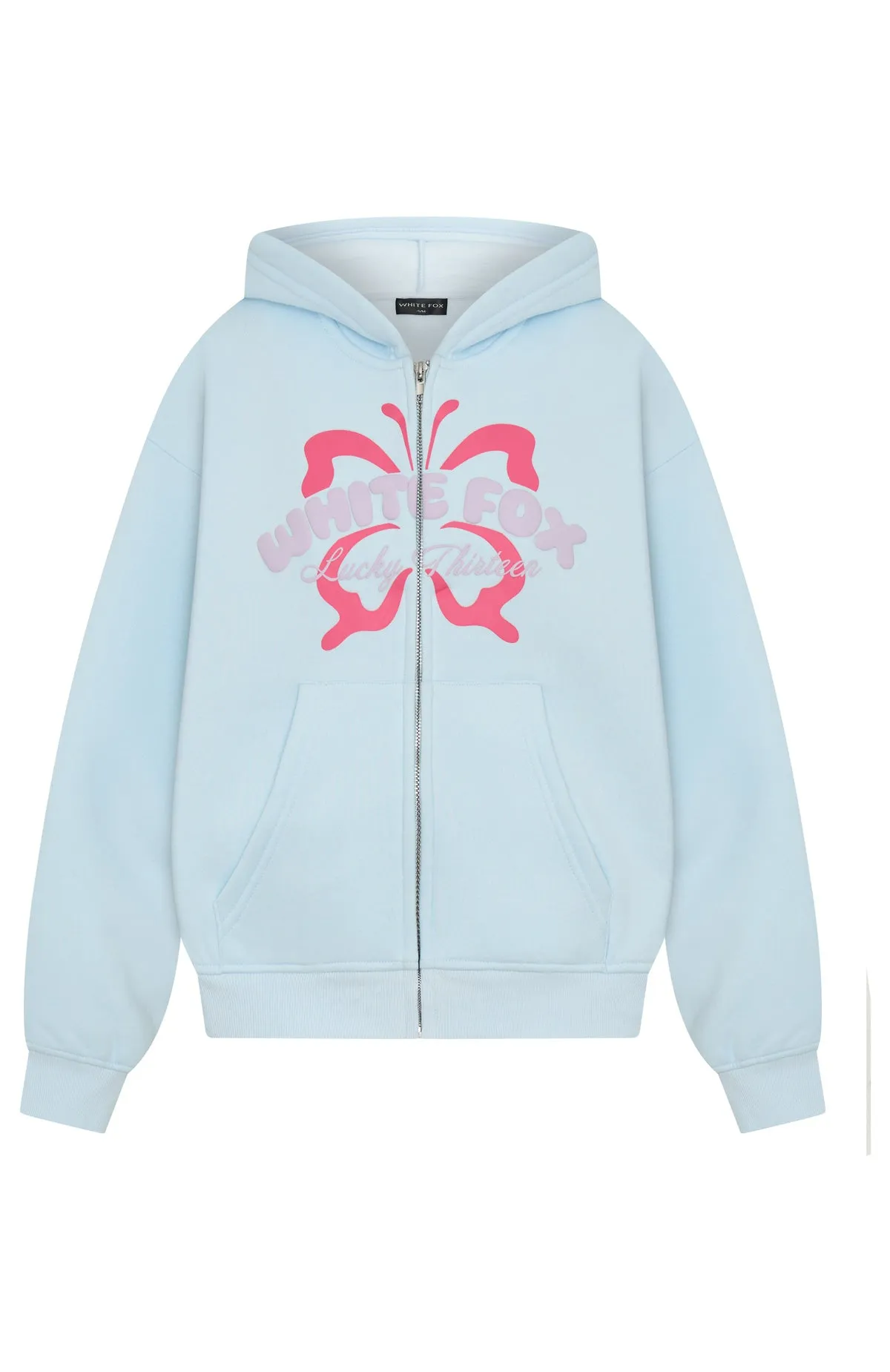 Compact Style Lucky Thirteen Audrina Boxy Zip Front Hoodie Blue