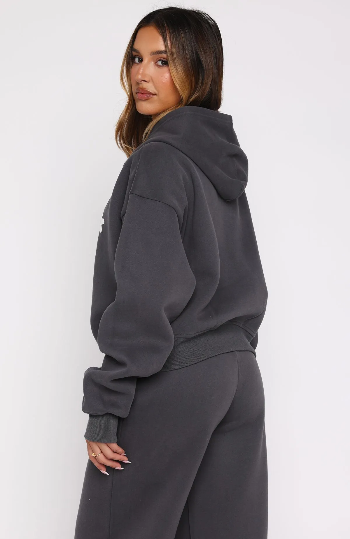 Work Day Lucky Thirteen Audrina Boxy Zip Front Hoodie Volcanic