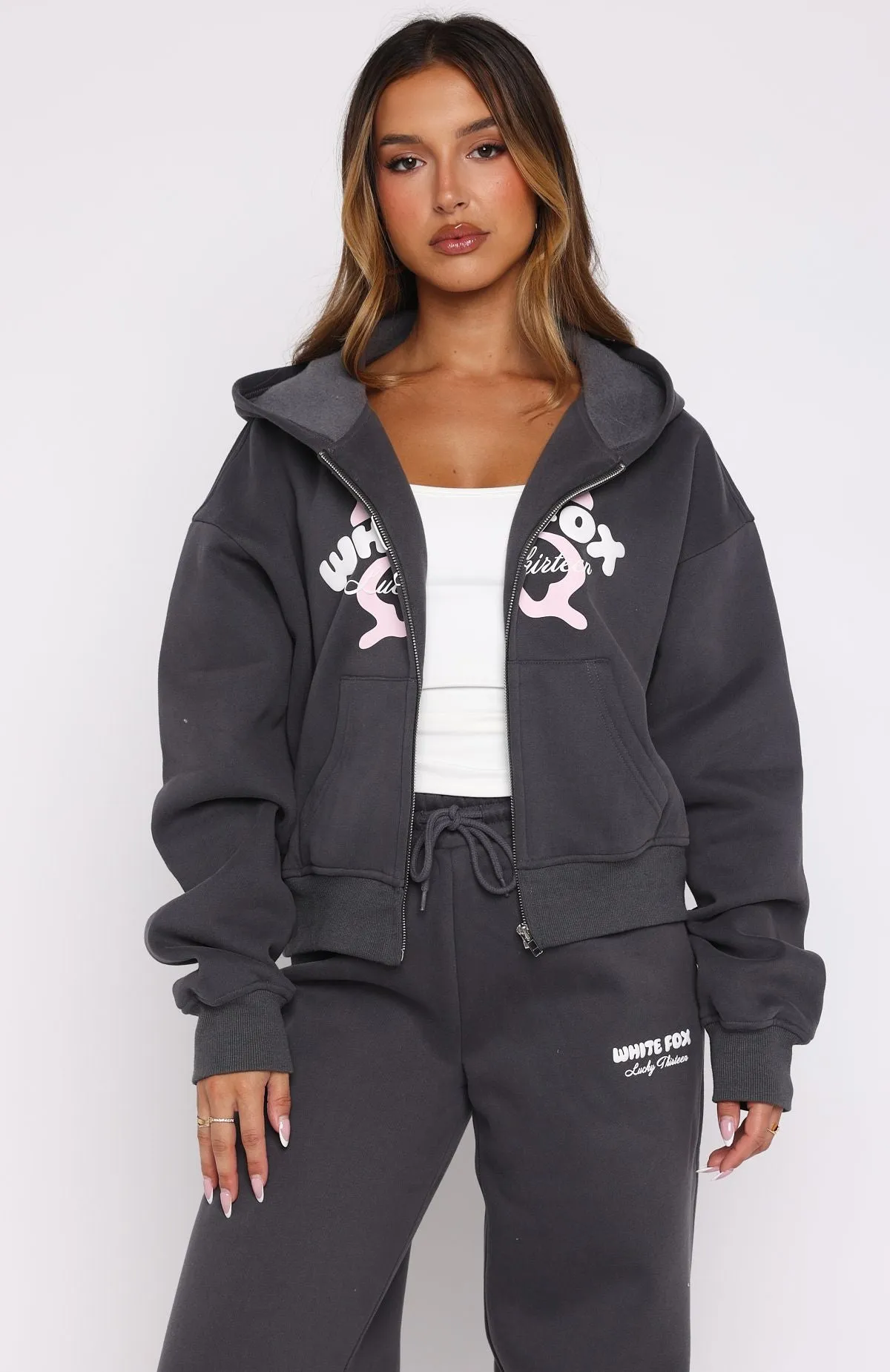 Urban Ready Lucky Thirteen Audrina Boxy Zip Front Hoodie Volcanic