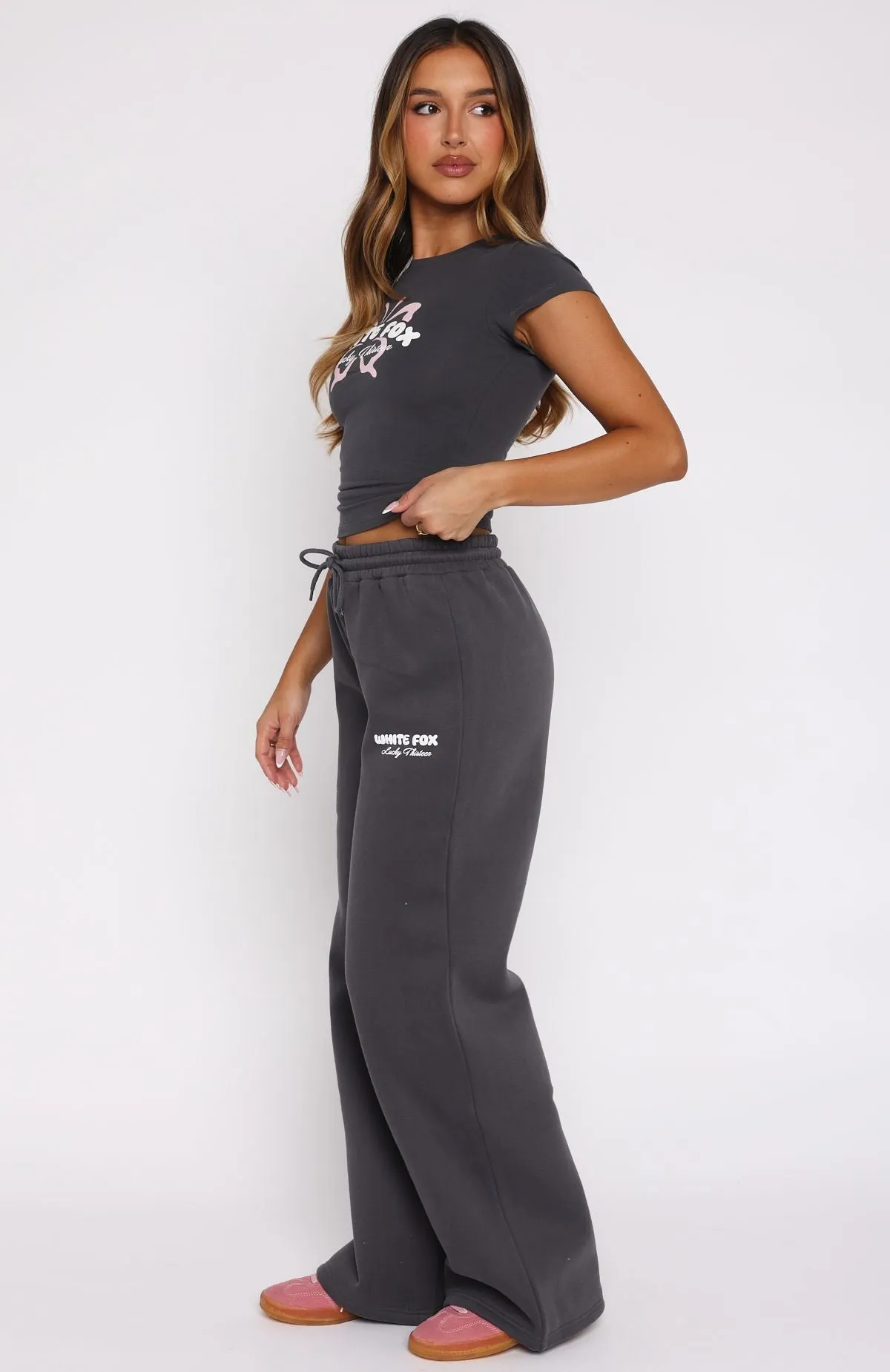 Fresh Comforted Wearable Basic Lucky Thirteen Audrina Wide Leg Sweatpants Volcanic