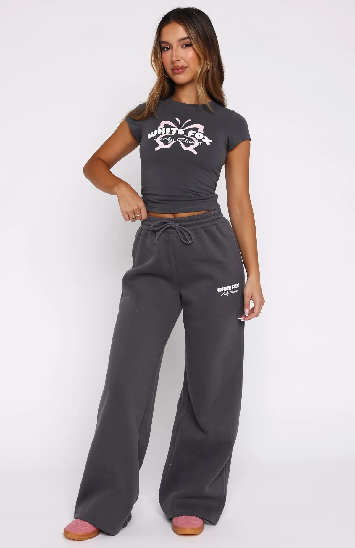 AntiStatic Lining Home Trend Lucky Thirteen Audrina Wide Leg Sweatpants Volcanic