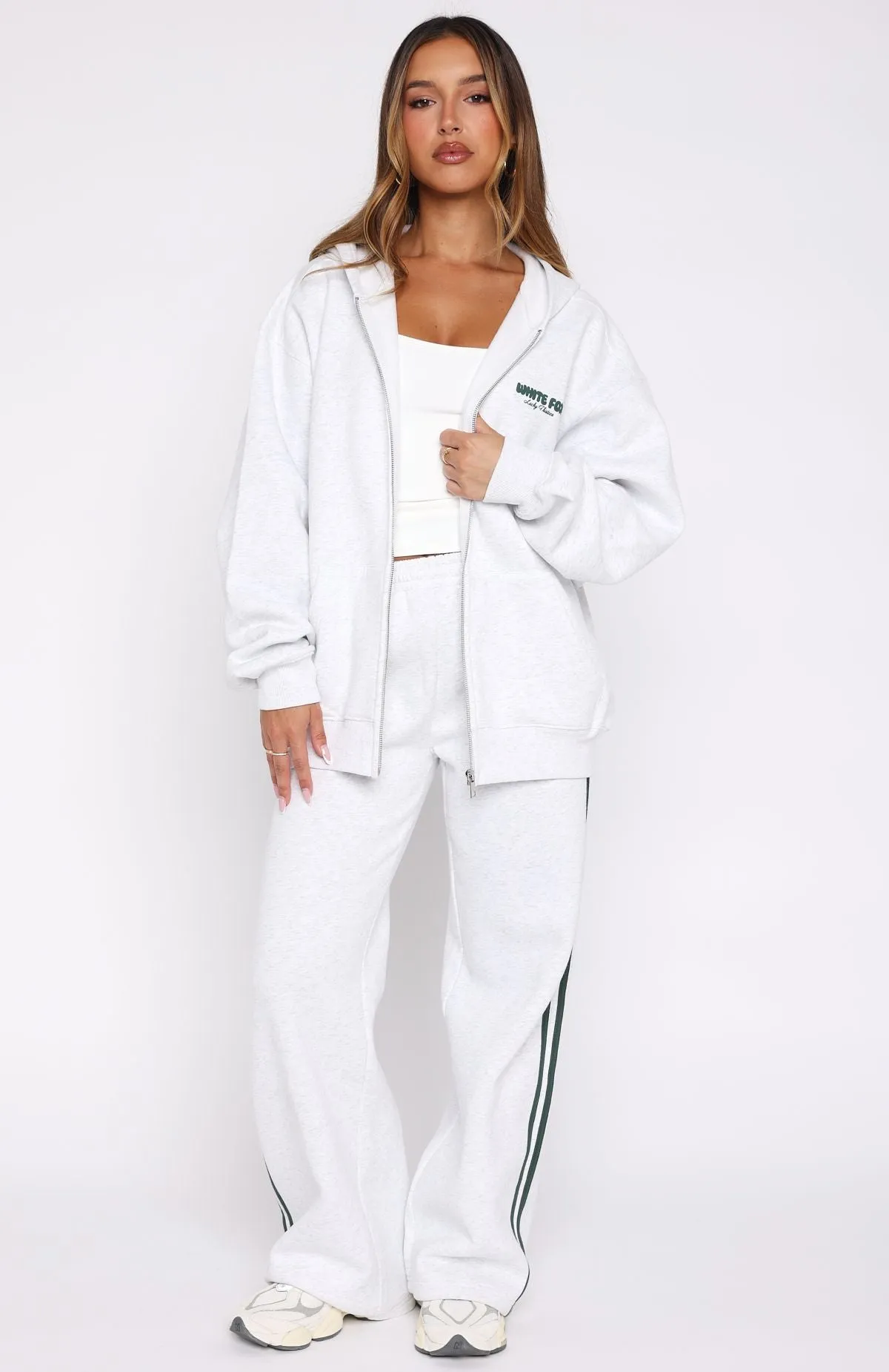 Warm Classic Lucky Thirteen Charise Wide Leg Sweatpants Grey Marle