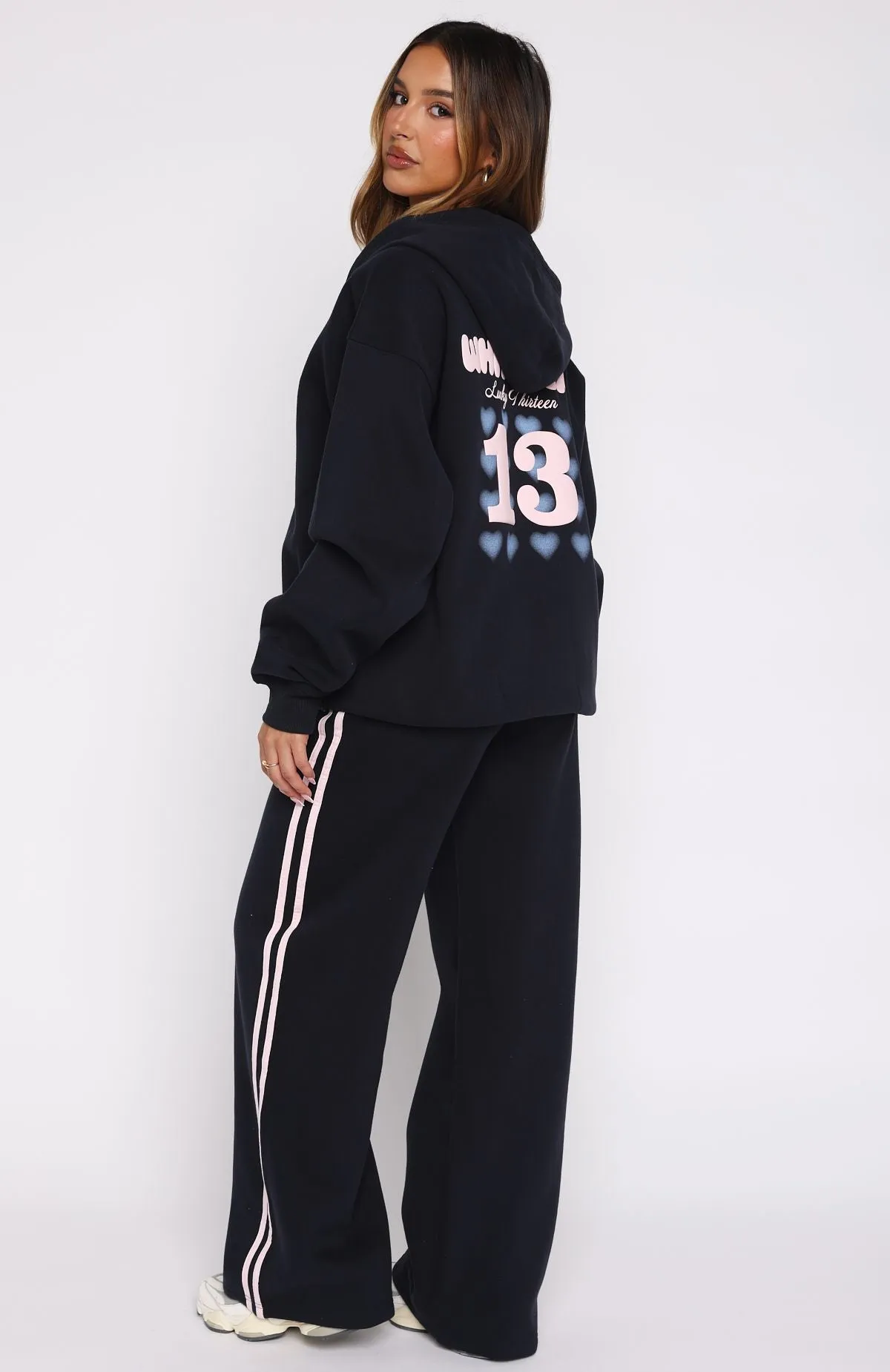 Gentle Wash Process Effortless Style Lucky Thirteen Charise Wide Leg Sweatpants Navy