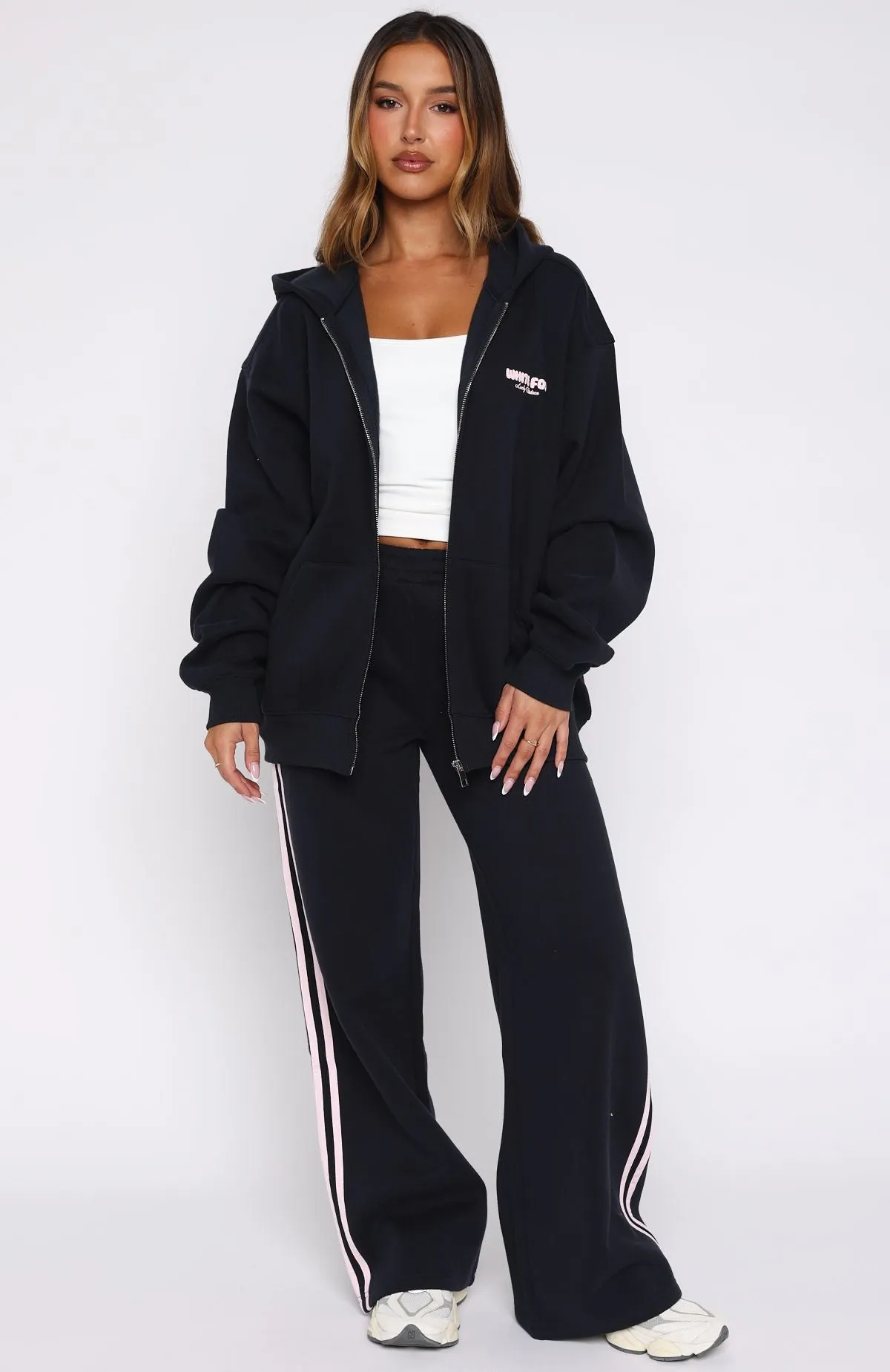 Reinforced Hemline Lucky Thirteen Charise Wide Leg Sweatpants Navy