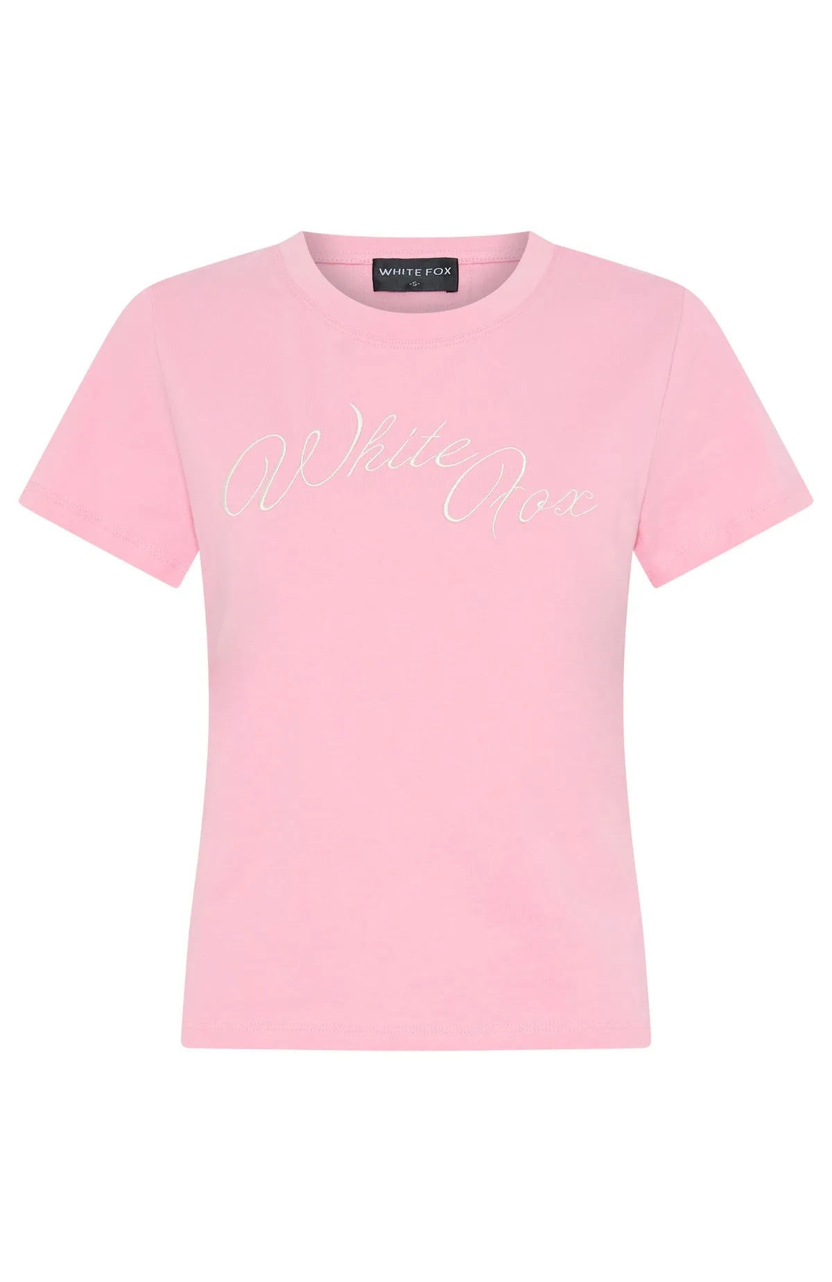Lucky Thirteen Elsa Relaxed Baby Tee Candy Pink Ribbed Collar Design