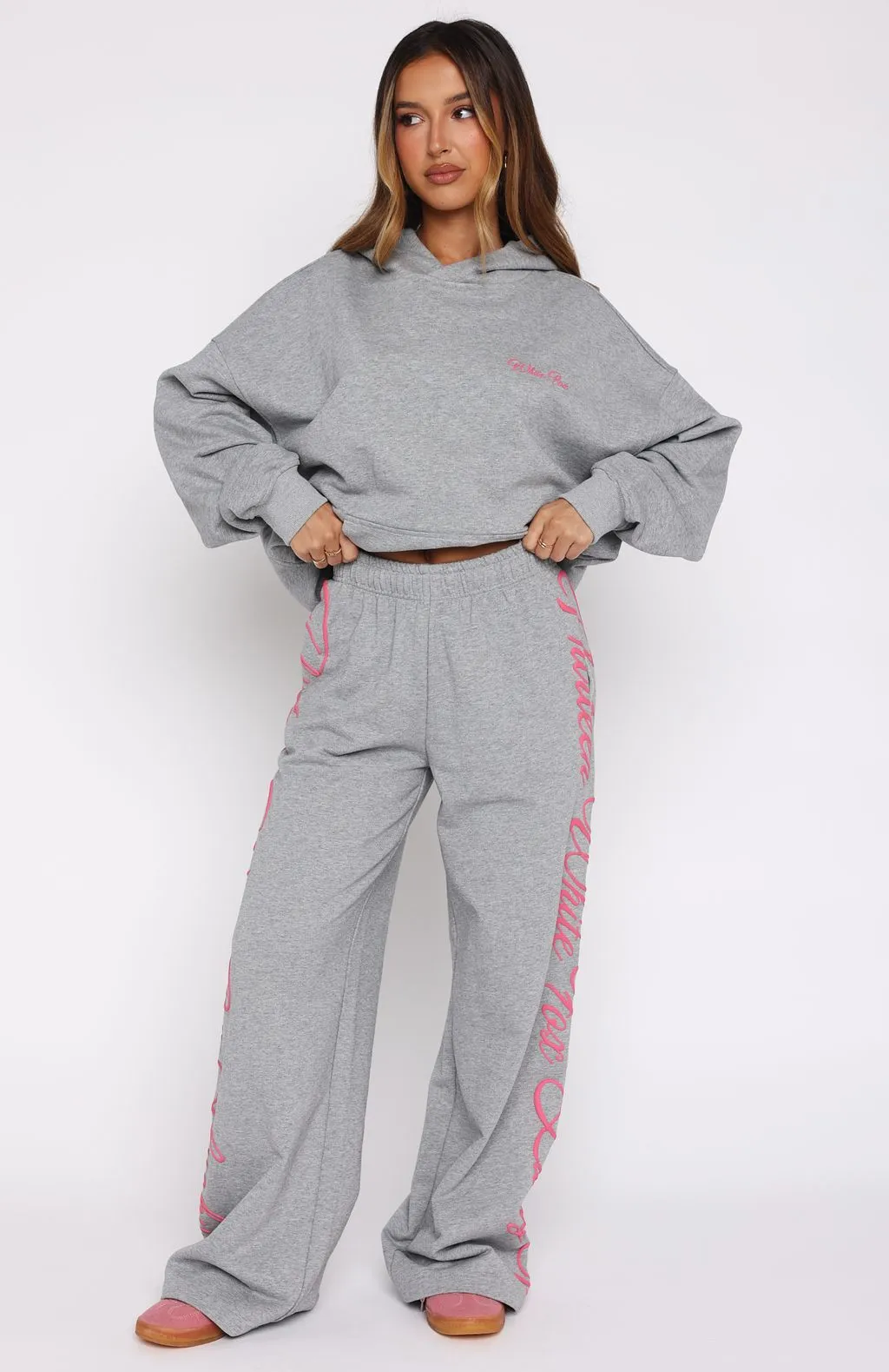 Lucky Thirteen Shaya Wide Leg Sweatpants Dark Grey Marle Urban Trendy