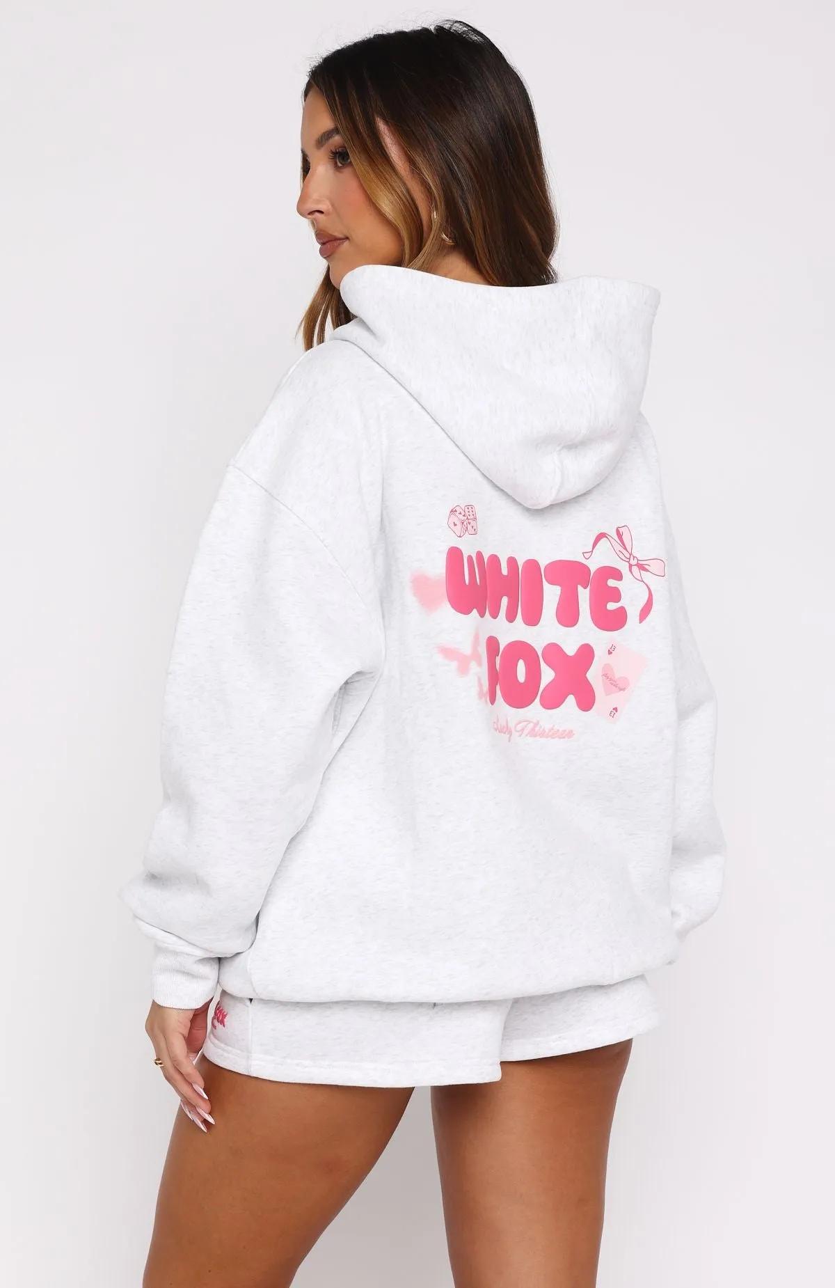 MultiDirectional Elasticity Garment Washed Lucky Thirteen Stephanie Oversized Hoodie Grey Marle