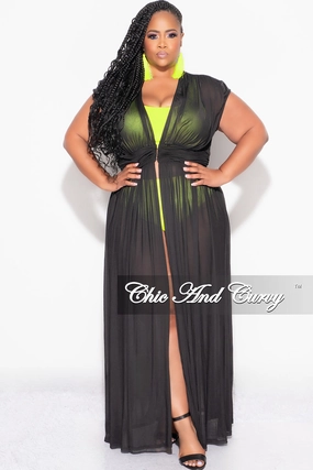 Final Sale Plus Size Goddess Cover Up / Duster in Black Chiffon Comfort Layer Wear LowProfileWaistband