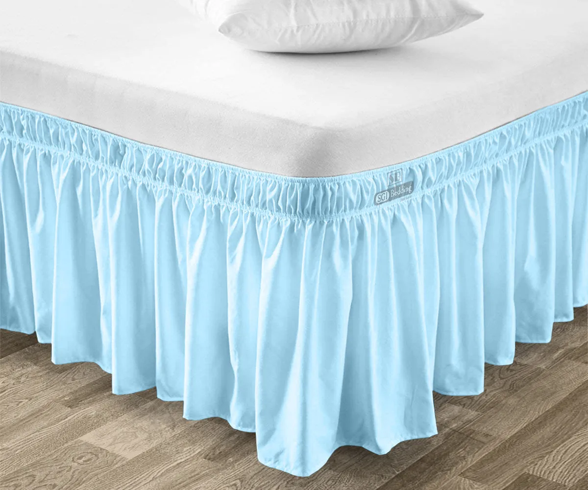 LUXURY LIGHT BLUE WRAP AROUND BED SKIRT