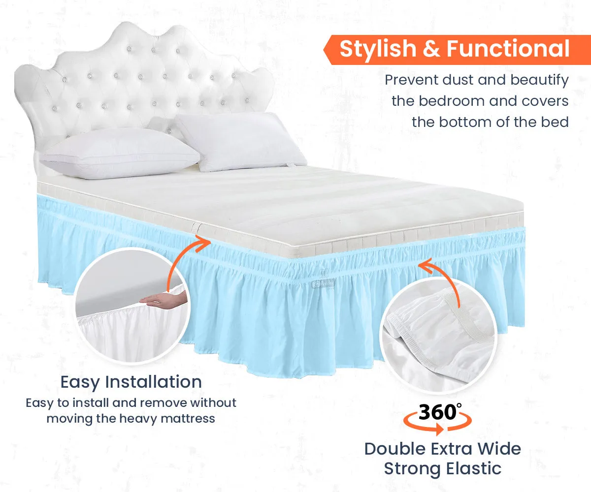 LUXURY LIGHT BLUE WRAP AROUND BED SKIRT