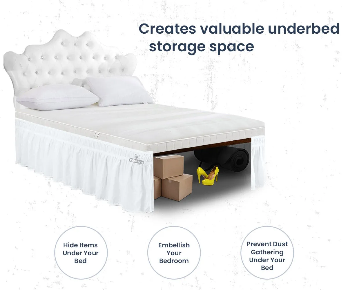 LUXURY WHITE WRAP AROUND BED SKIRT