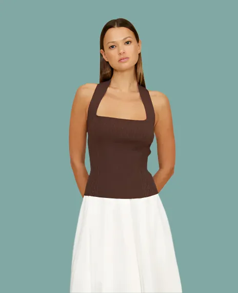 SoftKnit Lydia Halter Knit Top