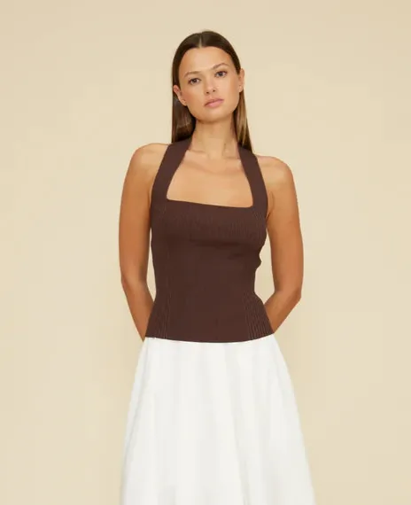 Anti Microbial Lining OdorResistant Lydia Halter Knit Top