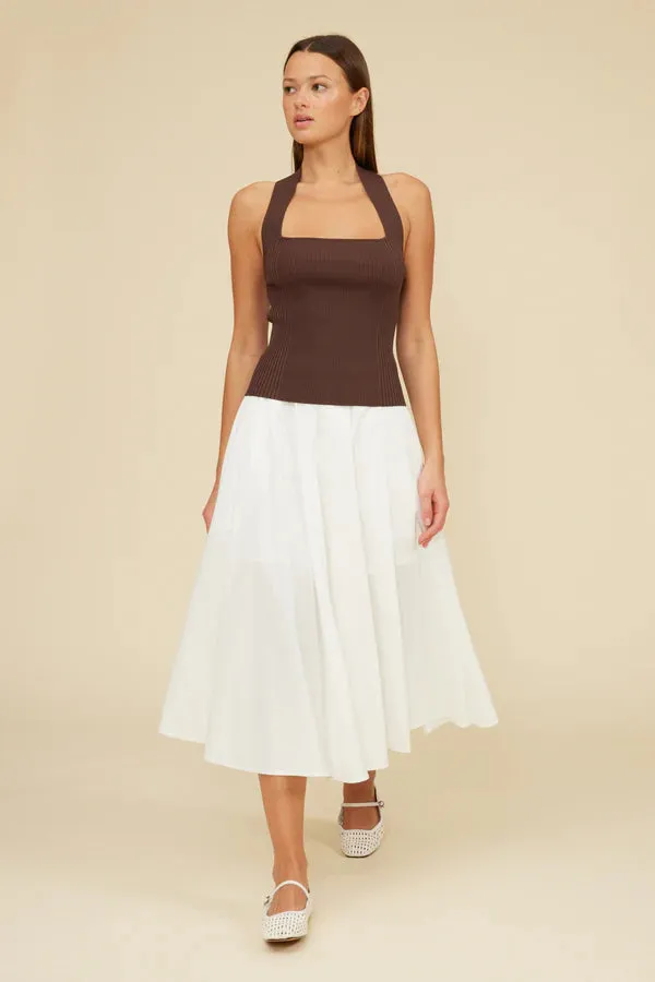 Lydia Halter Knit Top Wrinkle Resistant Weave