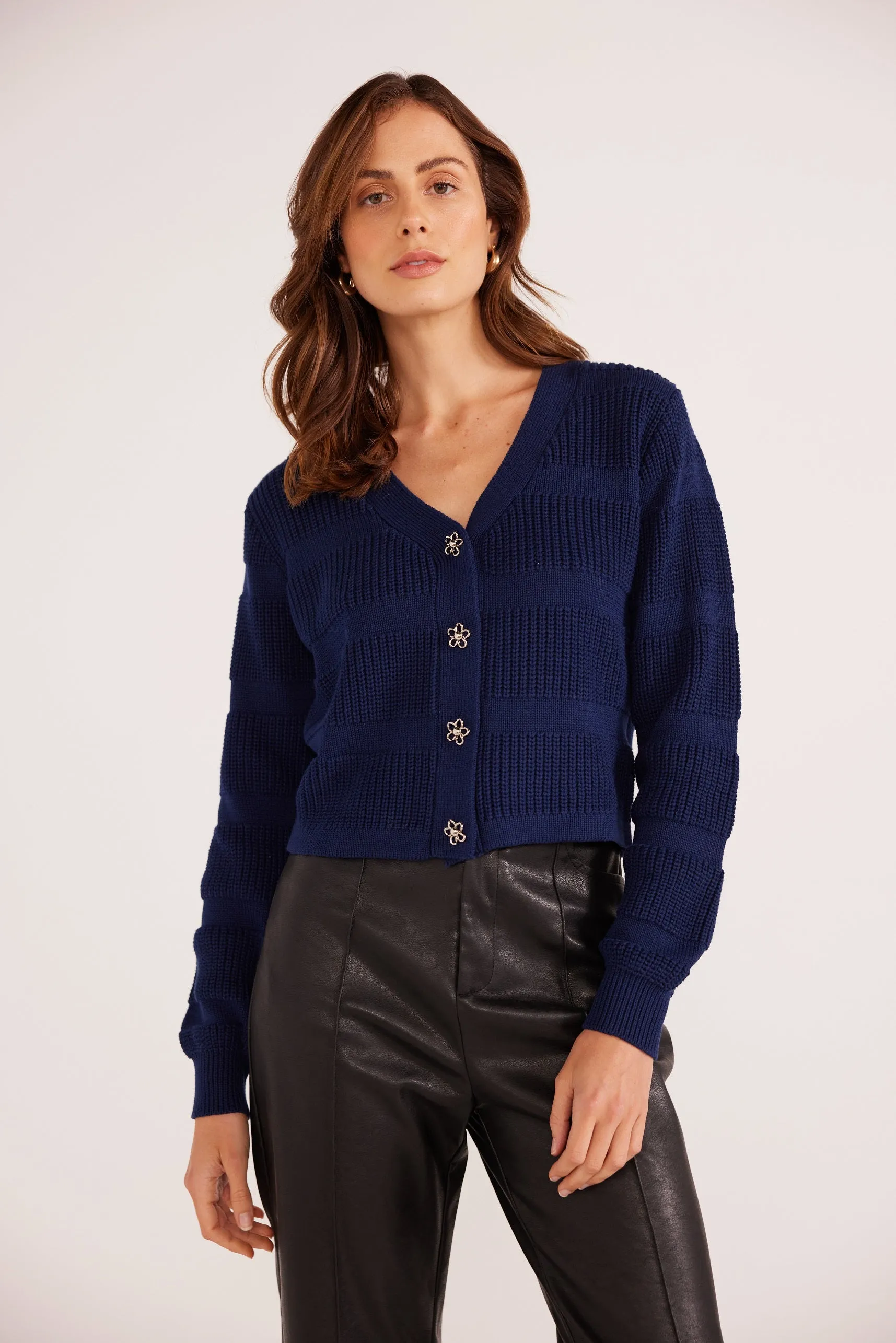 Macy Stripe Rib Knit Cardi