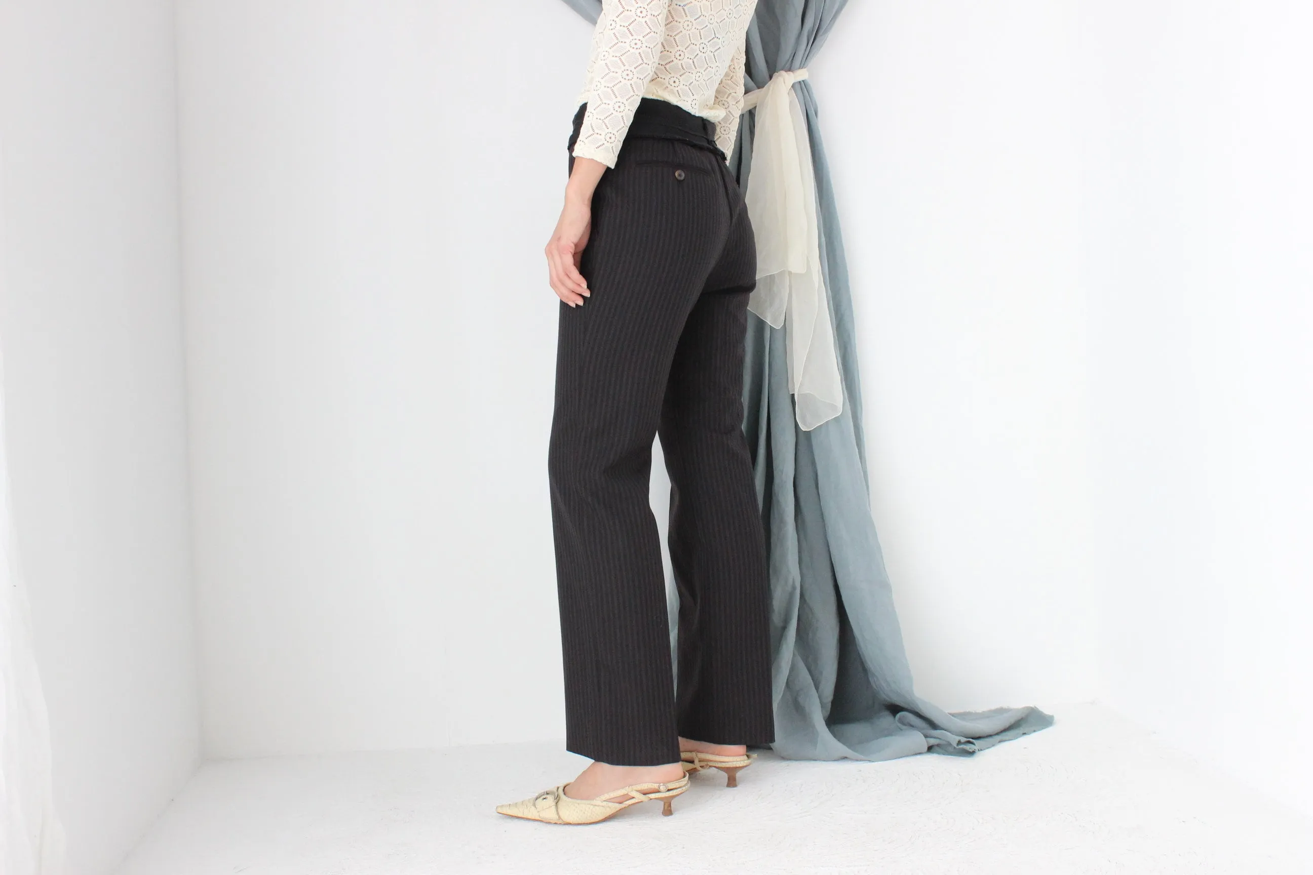 MADE IN ITALY 2000s Prada Runway Frayed Waist Wool Trousers