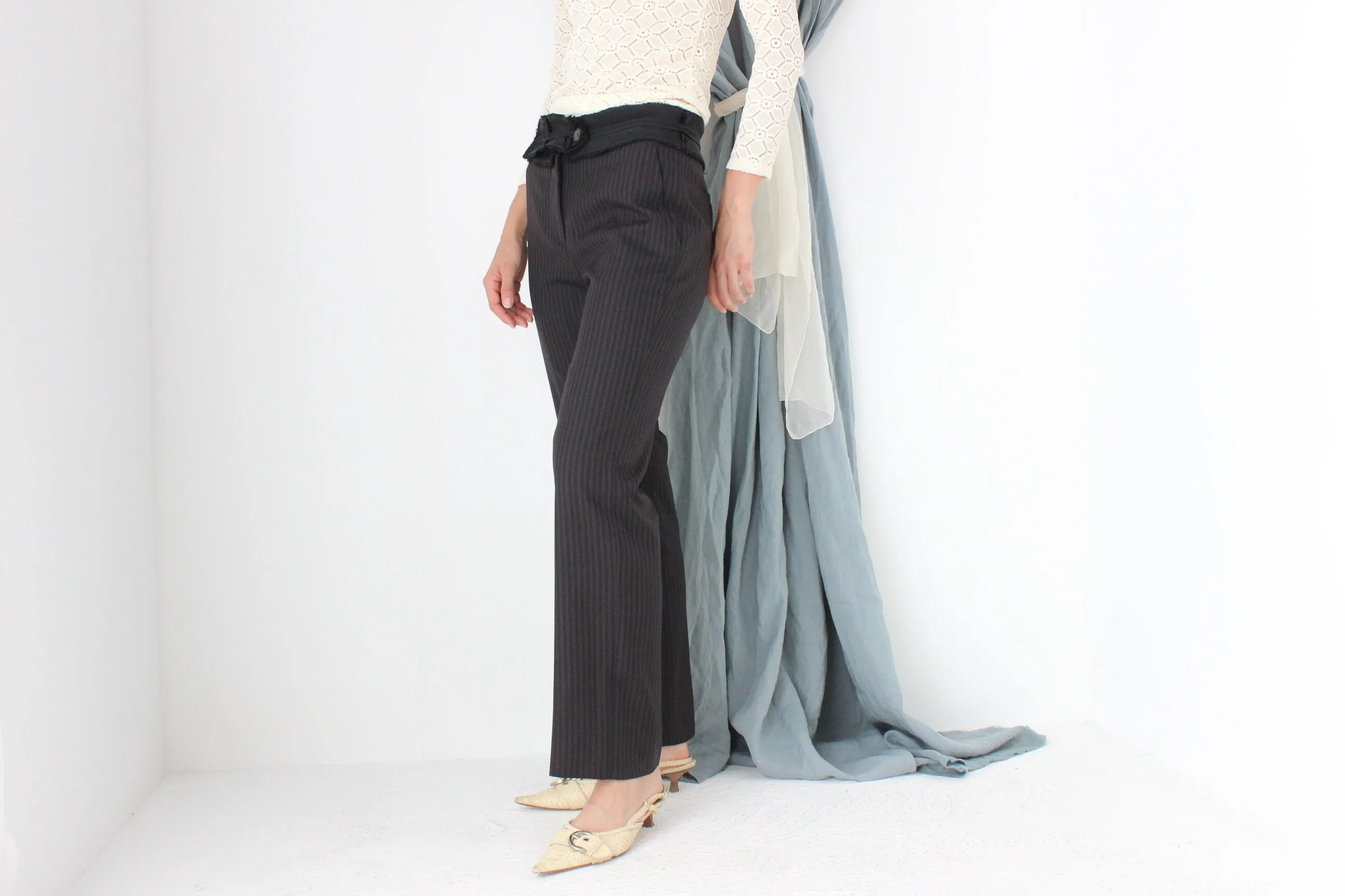 MADE IN ITALY 2000s Prada Runway Frayed Waist Wool Trousers