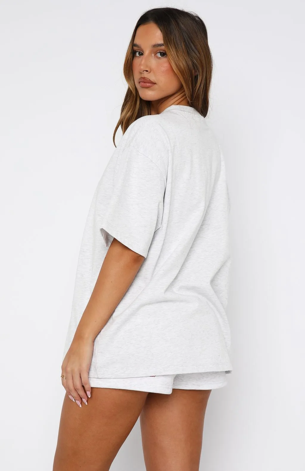Non Irritating Label NoRoll Hem Technology Made With Love Oversized Tee Grey Marle