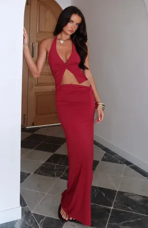 Made You Look Maxi Skirt Burgundy Limited Edition