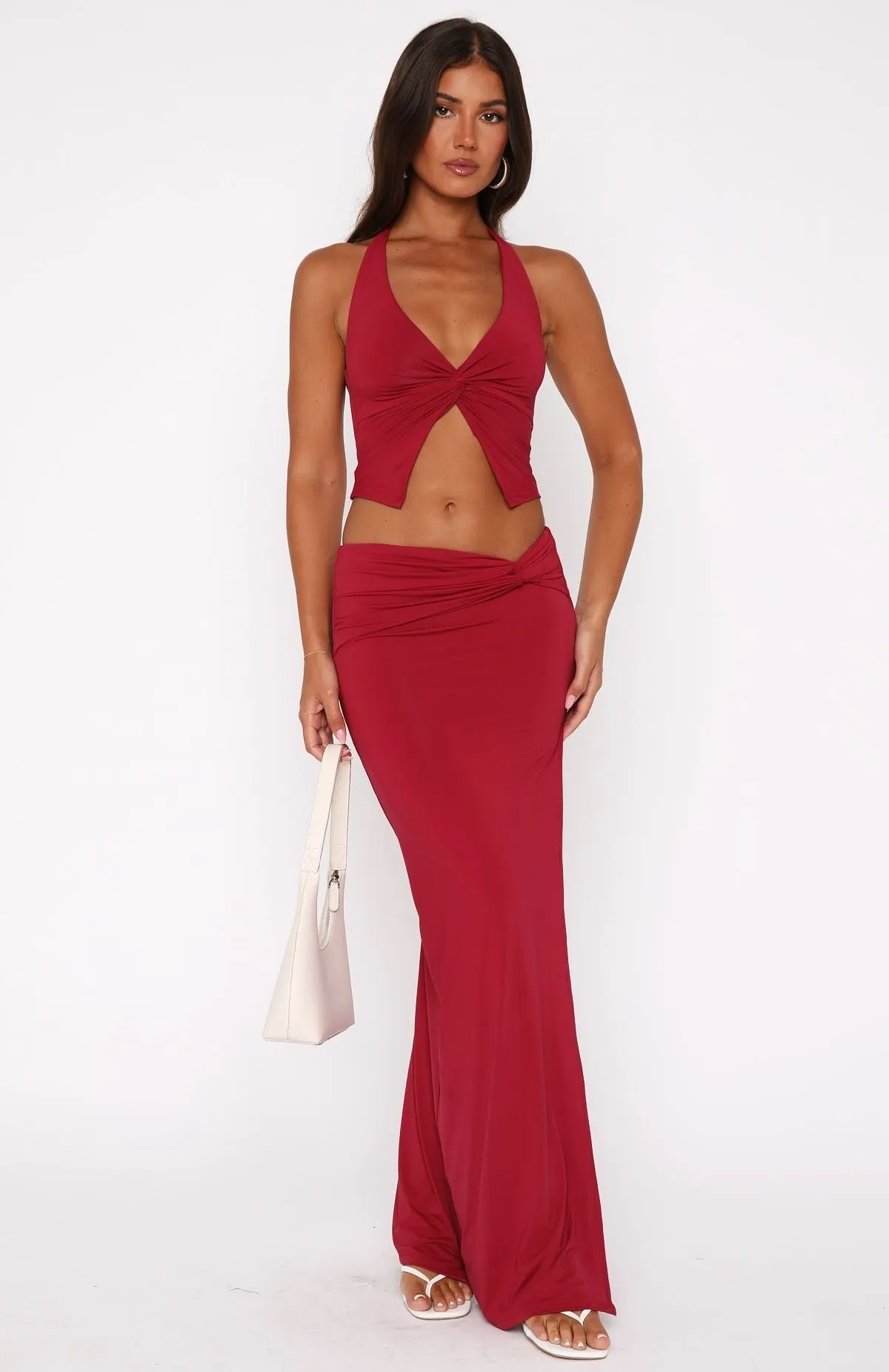 Made You Look Maxi Skirt Burgundy Weekend Style Luxury Feel