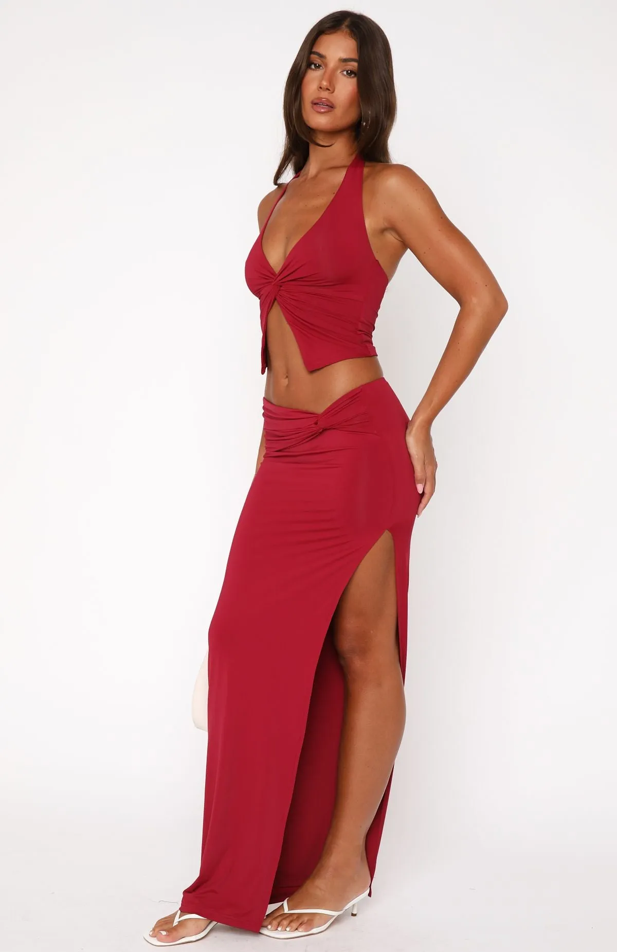 Refined Finish Made You Look Maxi Skirt Burgundy