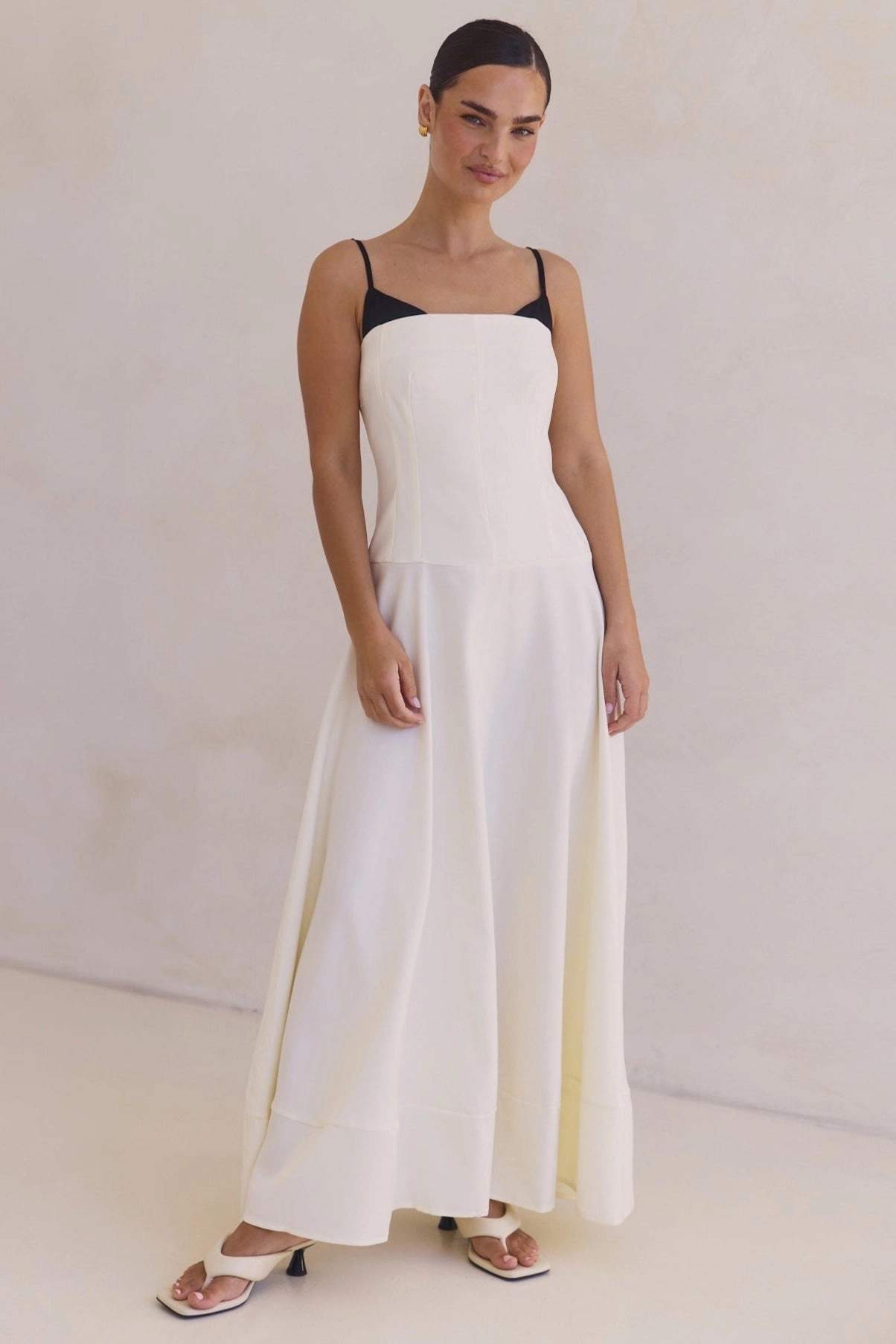 Madelyn Maxi Dress (Cream) Breathable Layering