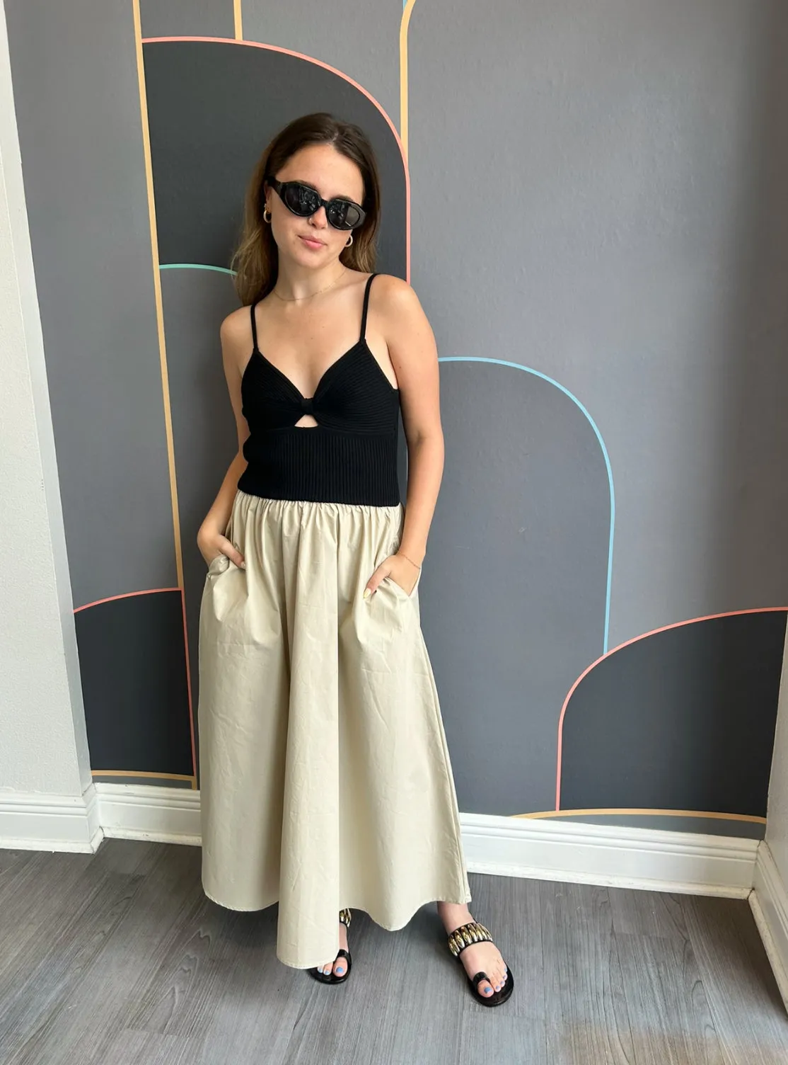 Madrid Mixed Media Dress Pocket-Detail Smart Piece