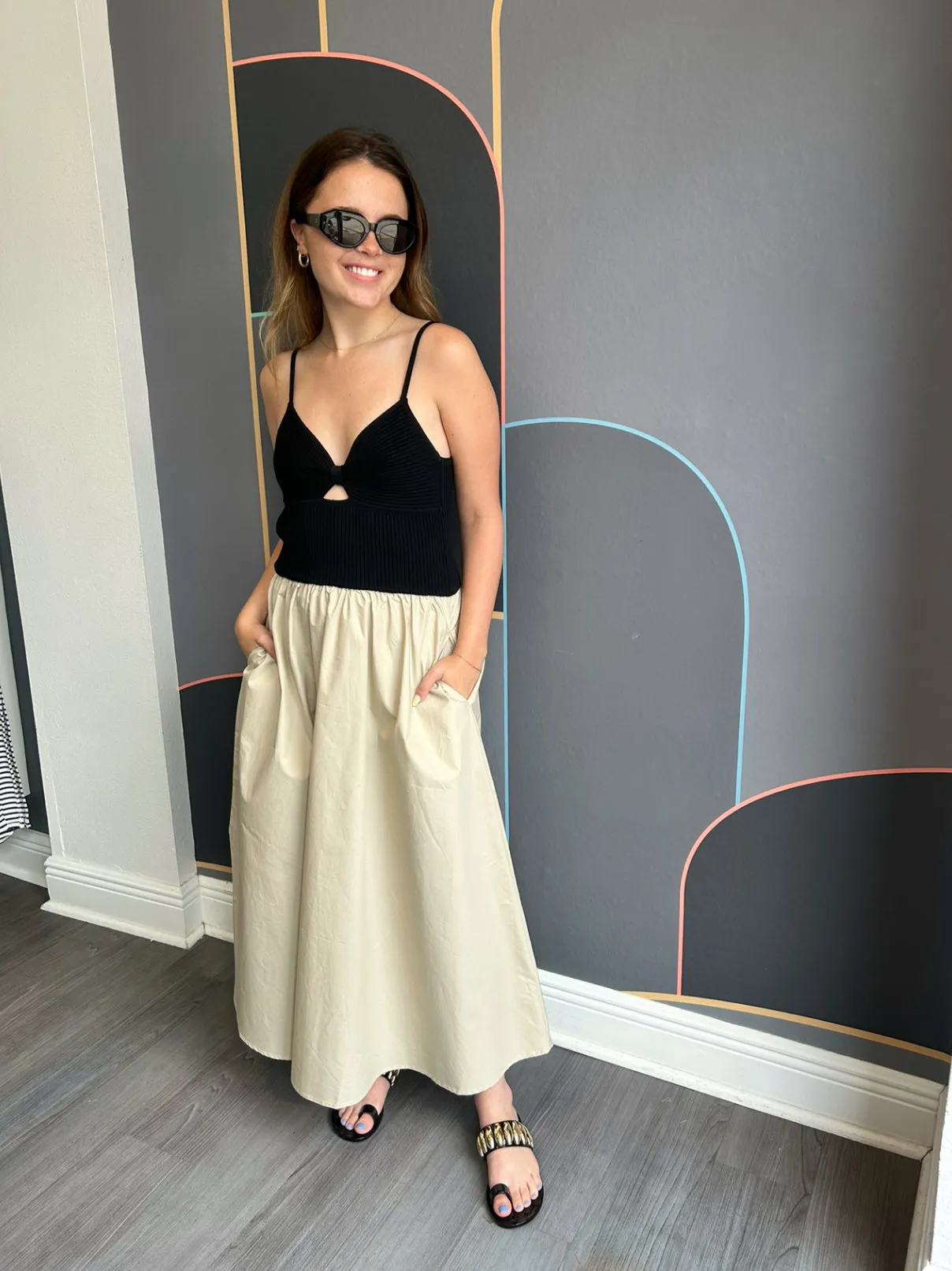 Madrid Mixed Media Dress Weekend Ready Silky Drape