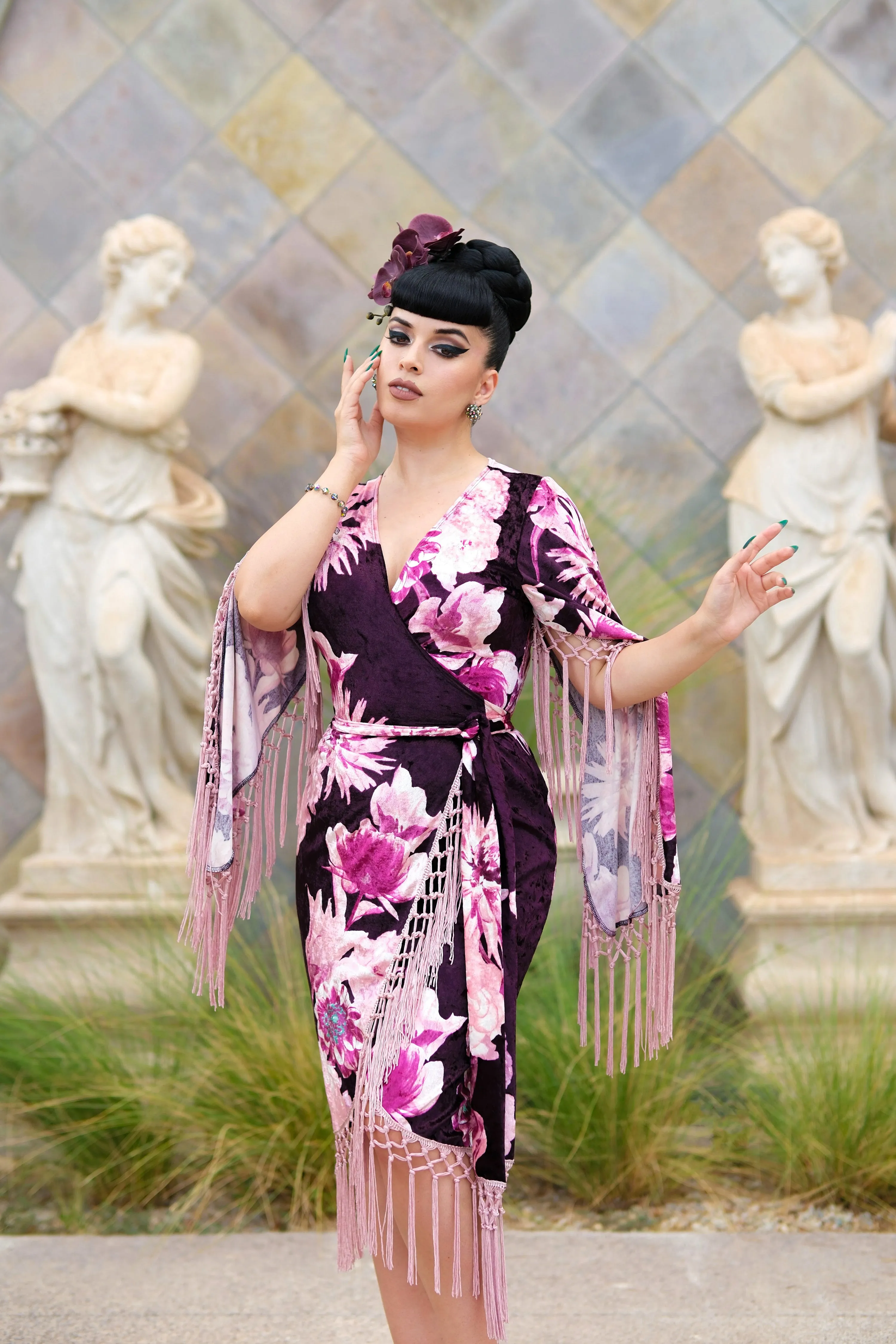 Magdalena Wrap Dress (Plum Flora)