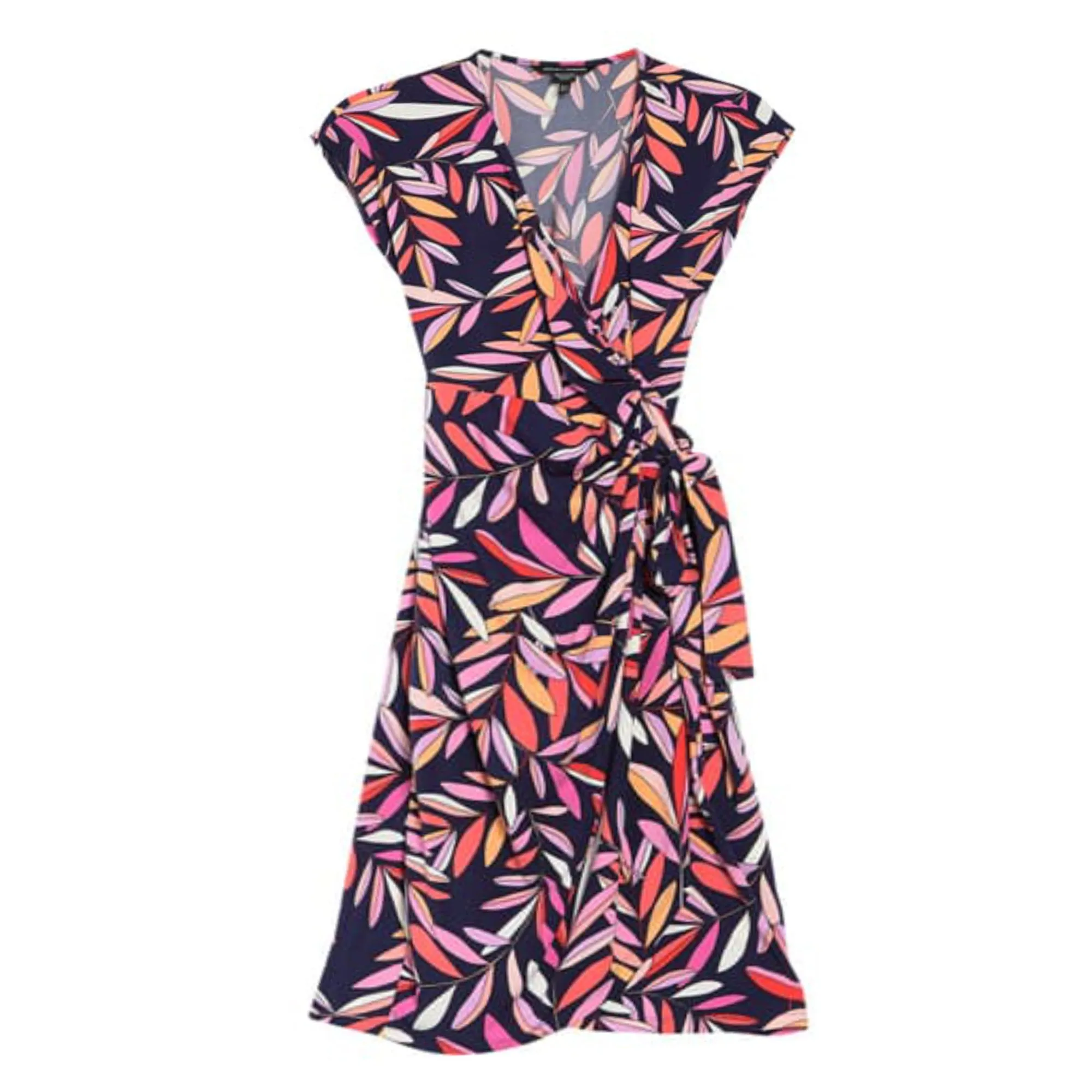 Maggy London Women's Plus Floral Print Waist Tie Wrap Midi Dress