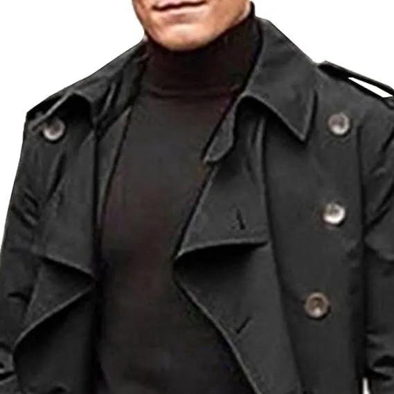 Maiyifu-GJ Men's Fall Winter Trench Coat Slim Fit Double Breasted Long Jacket Casual Lightweight Windbreaker Overcoat