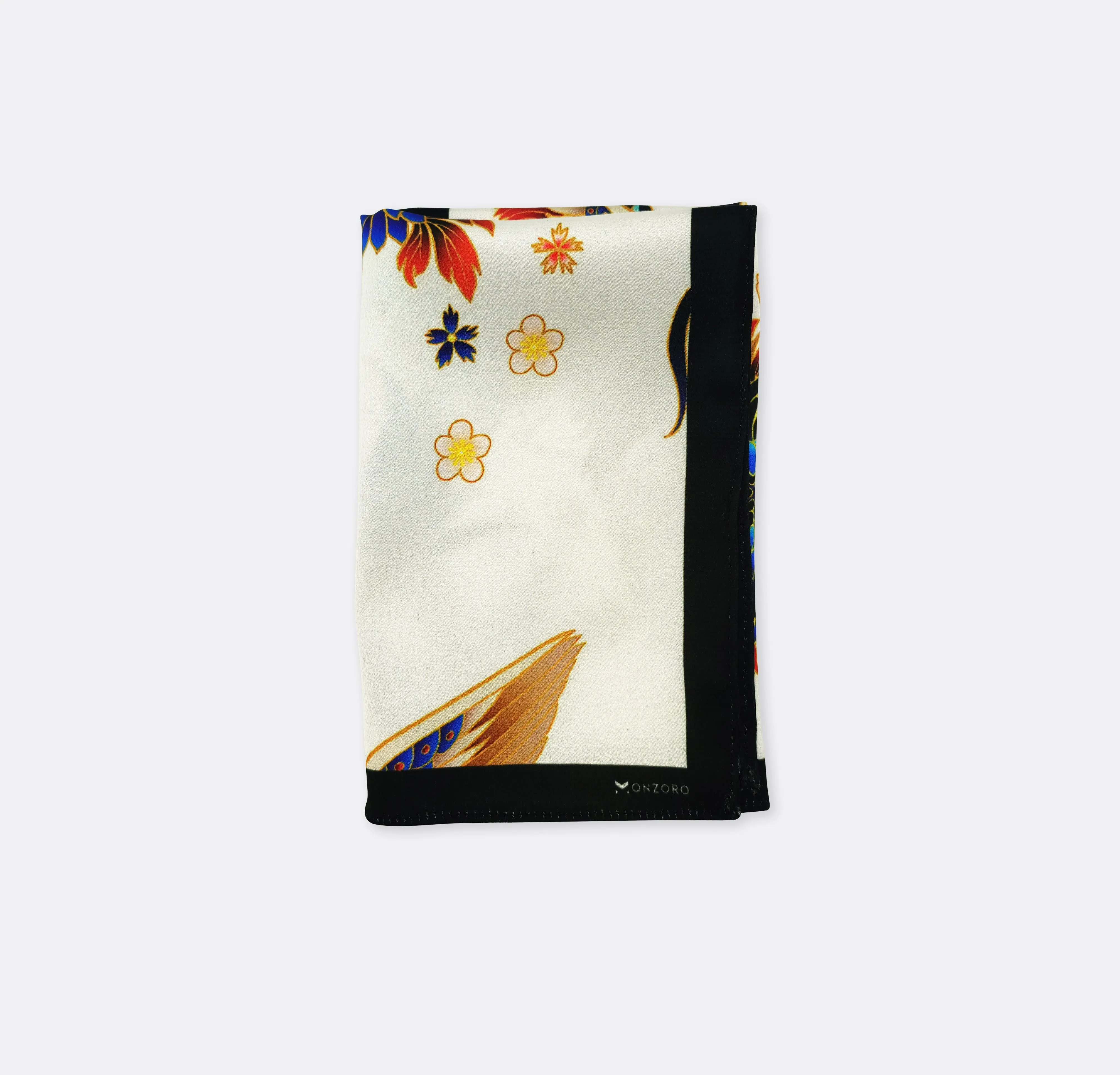 MANDARIN HERON WHITE - SILK POCKET SQUARES