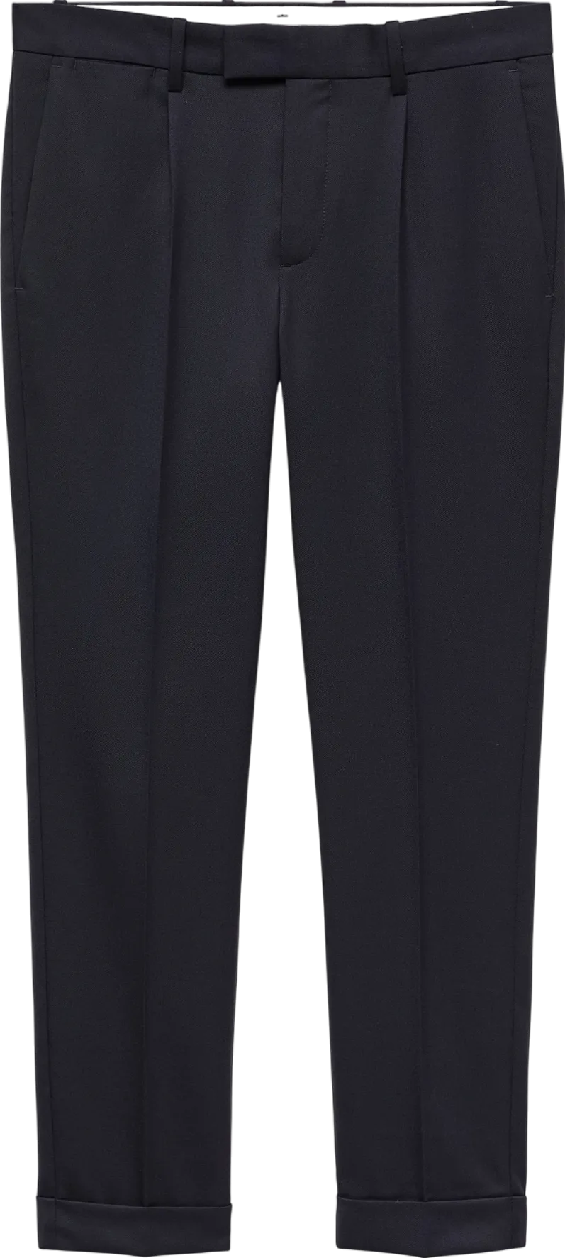 MANGO Blue Pleat Detail Wool Trousers W34