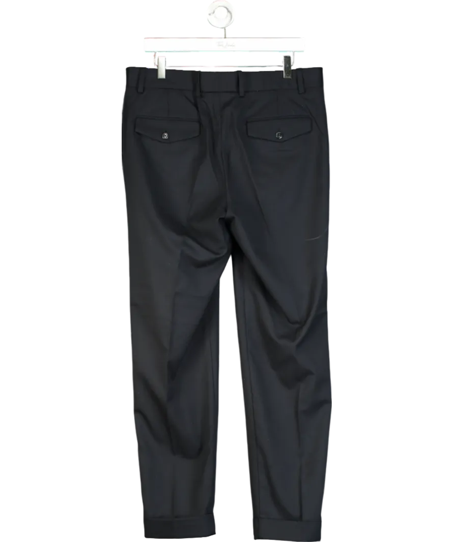 MANGO Blue Pleat Detail Wool Trousers W34