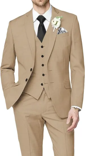 Man's 3 Piece Suit Linen Slim Fit Tuxedo Casual Wedding Beach Dinner Prom Blazer Jacket Vest Pants Suit Set