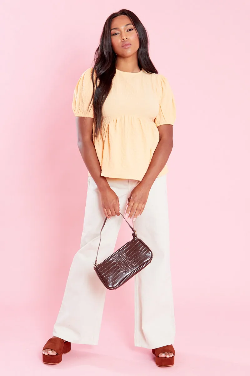 Marnie Peplum Blouse - Curve Tagless Comfort Collar Flexible Knit Fabric