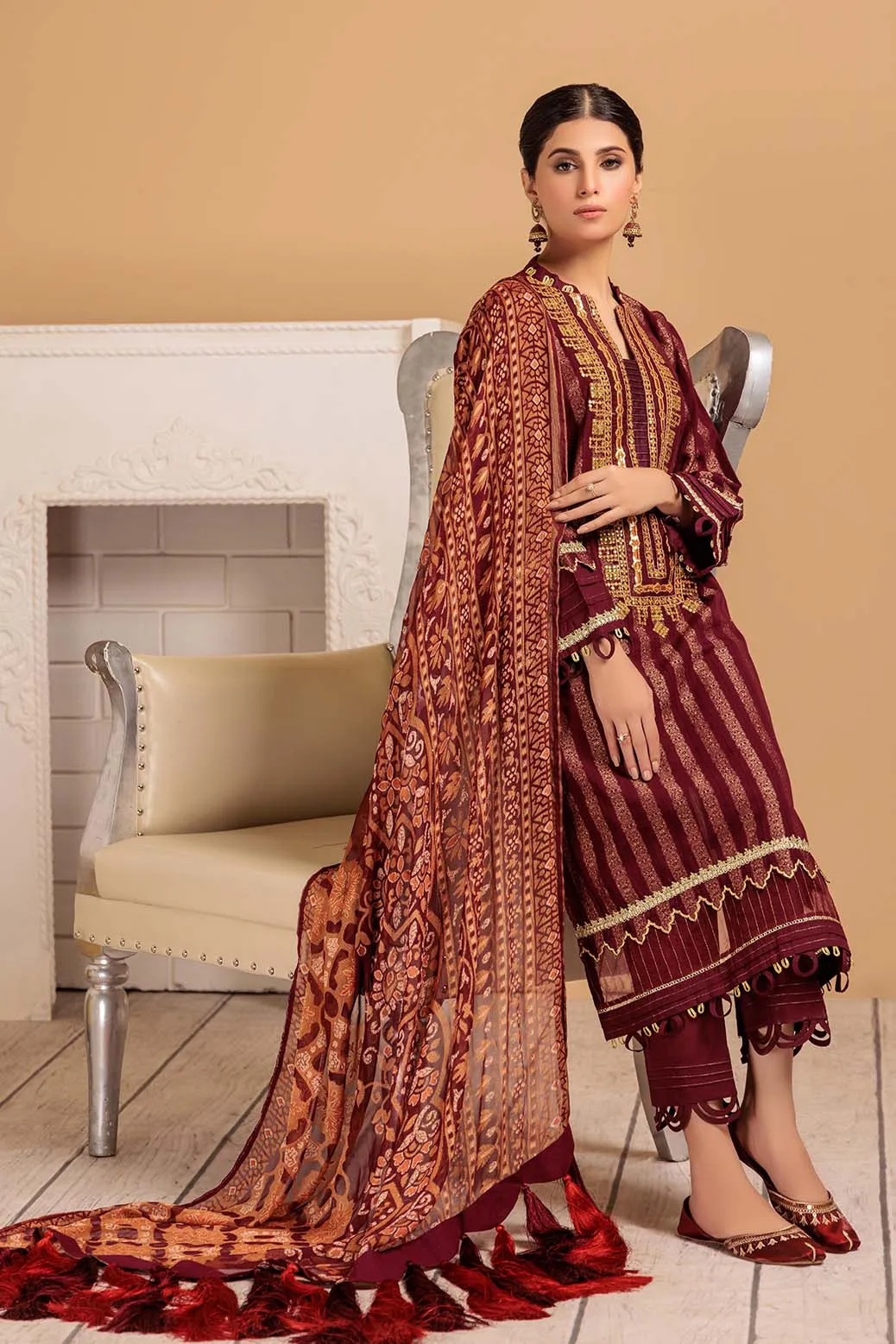 MAROON-JACQUARD-3PC (HV1C233P01)