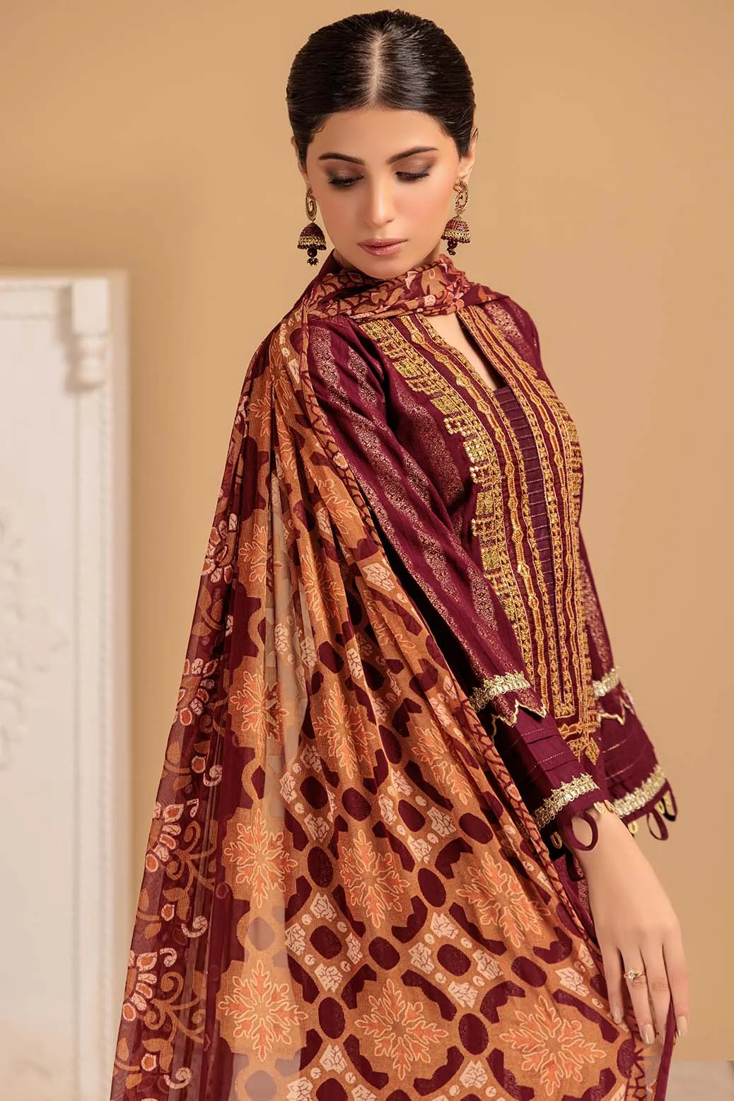 MAROON-JACQUARD-3PC (HV1C233P01)